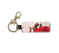 1 porte-clés rectangulaire en cuir, porte-clés, mini pendentif artisanal,Cavalier King Charles Spaniel