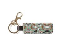 1 porte-clés rectangulaire en cuir, porte-clés, mini pendentif artisanal,Cavalier King Charles Spaniel Floral