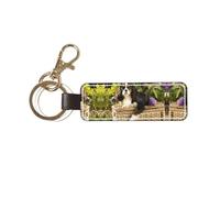 1 porte-clés rectangulaire en cuir, porte-clés, mini pendentif artisanal,Cavalier King Charles Spaniel