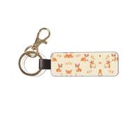 1 porte-clés rectangulaire en cuir, porte-clés, mini pendentif artisanal,Corgi avec des os et des mots