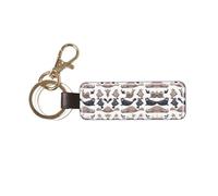 1 porte-clés rectangulaire en cuir, porte-clés, mini pendentif artisanal,Illustration de phoques Lion de mer