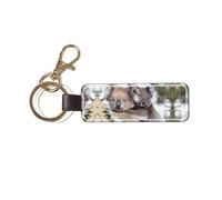 1 porte-clés rectangulaire en cuir, porte-clés, mini pendentif artisanal,Koala d'Australie