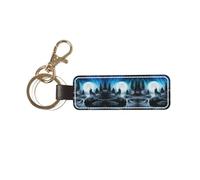 1 porte-clés rectangulaire en cuir, porte-clés, mini pendentif artisanal,Le ressentiment du loup