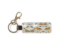 1 porte-clés rectangulaire en cuir, porte-clés, mini pendentif artisanal,Motif phoque et morse