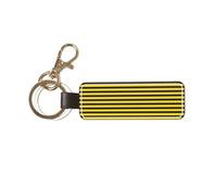 1 porte-clés rectangulaire en cuir, porte-clés, mini pendentif artisanal,Rayure d'abeille noire et jaune