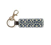 1 porte-clés rectangulaire en cuir, porte-clés, mini pendentif artisanal,Tournesol Daisy Floral Neck