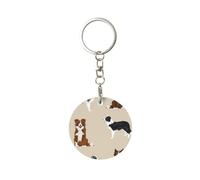 1 porte-clés rond en métal, porte-clés, mini pendentif artisanal,Border Collie Race de chien de base mixte Border