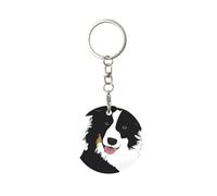 1 porte-clés rond en métal, porte-clés, mini pendentif artisanal,Chien Border Collie