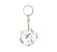 1 porte-clés rond en métal, porte-clés, mini pendentif artisanal,Couleur de la musique