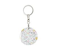 1 porte-clés rond en métal, porte-clés, mini pendentif artisanal,Dessins mathématiques colorés sur une grille