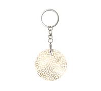 1 porte-clés rond en métal, porte-clés, mini pendentif artisanal,Élégant guépard léopard blanc doré