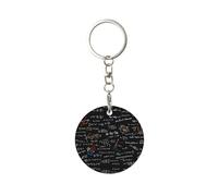 1 porte-clés rond en métal, porte-clés, mini pendentif artisanal,Équation mathématique Formules mathématiques