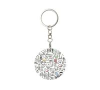 1 porte-clés rond en métal, porte-clés, mini pendentif artisanal,Expériences de chimie Expériences scientifiques