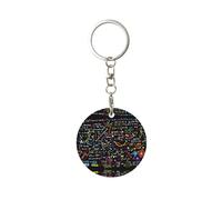1 porte-clés rond en métal, porte-clés, mini pendentif artisanal,Formule mathématique