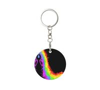 1 porte-clés rond en métal, porte-clés, mini pendentif artisanal,L'amour gagne l'arc-en-ciel