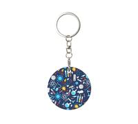 1 porte-clés rond en métal, porte-clés, mini pendentif artisanal,Modèle de chimie
