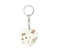 1 porte-clés rond en métal, porte-clés, mini pendentif artisanal,Motif musical de notes de musique
