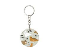 1 porte-clés rond en métal, porte-clés, mini pendentif artisanal,Motif phoque et morse