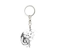 1 porte-clés rond en métal, porte-clés, mini pendentif artisanal,Musique avec la clé de sol