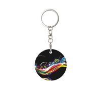 1 porte-clés rond en métal, porte-clés, mini pendentif artisanal,Musique colorée