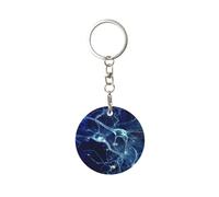 1 porte-clés rond en métal, porte-clés, mini pendentif artisanal,Neurologie des neurones et des cellules cérébrales 3D