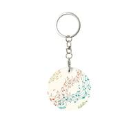 1 porte-clés rond en métal, porte-clés, mini pendentif artisanal,Notes de musique colorées