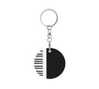 1 porte-clés rond en métal, porte-clés, mini pendentif artisanal,Notes de musique de touches de piano vintage