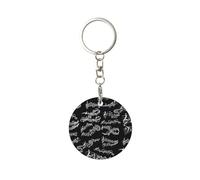 1 porte-clés rond en métal, porte-clés, mini pendentif artisanal,Notes Musique Mélodie
