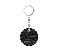 1 porte-clés rond en métal, porte-clés, mini pendentif artisanal,Symboles mathématiques noirs Formule mathématique