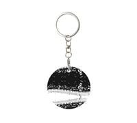 1 porte-clés rond en métal, porte-clés, mini pendentif artisanal,Touches de piano avec musique