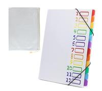 1 porte-documents A4, portable, avec 12 compartiments, en plastique polypropylène, avec élastique, étanche, pour fournitures scolaires, fournitures de bureau