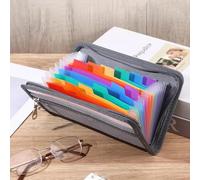 1 porte-documents avec fermeture éclair, 13 compartiments, organiseur de documents avec argent, compartiments pour billets, chèques, factures, coupon