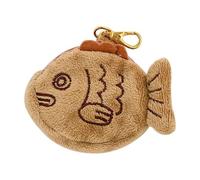 1 porte-monnaie en peluche Taiyaki marron mignon, mini sac à main, pendentif japonais créatif réglable doux Taiyaki avec fermeture éclair pochette en peluche pour fille femme porte-monnaie et