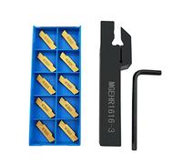 1 porte-outils de rainurage de 1,6 cm MGEHR1616-3 avec 10 inserts de rainurage MGMN300 pour aluminium, bois, acier inoxydable (MGEHR1616-3)