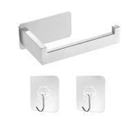 1 porte-rouleau de papier toilette avec 2 crochets, porte-papier toilette en acier inoxydable, sans perçage, argenté