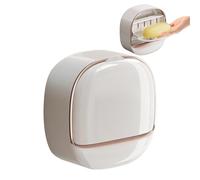 1 porte-savon mural, étanche à l'eau et à la poussière, sans perforation, porte-savon avec boîte de vidange, convient pour salle de bain, toilettes, lavabo, etc. (blanc)