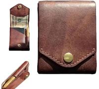 1 portefeuille compact multifonction de 7,6 x 10,2 cm en cuir fait à la main, portefeuille fin et minimaliste avec fente pour stylo intégré pour mettre des billets plats pour les trajets quotidiens,