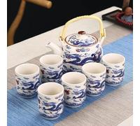1 Pot 6 Tasses Creative Ceramictea Set Tasse à Thé Fait à La Main Tasse en Porcelaine Chinoise Cadeau Gungfu Floral Thé Teaware Bureau Voyage Teaware, White Dragon, Seven-Piece Set