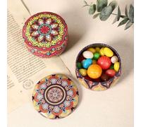 1 pot à bougie parfumée ethnique en étain avec couvercle hermétique (C)