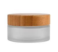 1 pot à crème rond vide en verre dépoli translucide de 100 g 100 ml avec couvercle en bois naturel et doublure intérieure pour crème corporelle, lotion après-shampooing, etc