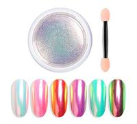 1 pot Aurora Pearl Poudre Chrome Ongle Blanc Irisé Sirène Nail Glitter Pigment Poudre pour Manucure Art Design Néon Métallique Effet Miroir Décoration avec Outil