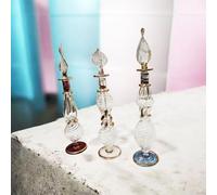1 pot en verre soufflé artisanal égyptien - Flacon décoratif avec bouchon pour parfum ou huiles essentielles - Fabriqué à la main en Égypte - 15 cm environ (modèle aléatoire)
