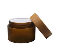 1 pot rond vide portable en plastique ambré de 150 ml avec doublures intérieures et couvercles en bambou pour le rangement de flacons de crème de voyage de qualité supérieure