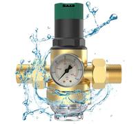 1 Pouce Reducteur de Pression Eau, DN25 Regulateur de Pression d Eau avec Manomètre et Filtre à Tamis, Réducteur de Pression D'eau en Laiton, pour les Maisons, les Bâtiments, les Usines (Jaune)