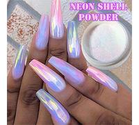1 poudre de paillettes pour ongles sirène nacrée scintillante - Paillettes laser - Décorations pour nail art - Champagne doré - Flocons holographiques arc-en-ciel rose (poudre nacrée)