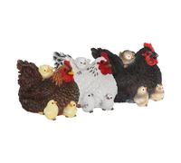 1 Poule Assise Avec 3 Poussins Footbag Statue Figurine Jardin