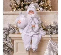 1 poupée de collection argentée, figurine de Père Noël assis, décoration, cadeau pour amis, décoration intérieure, cadeau de Nouvel An, choix de Noël incontournable 1 Piece