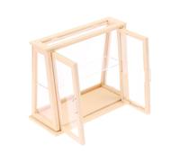 1. Présentoir à gâteaux miniature en bois avec étagères réglables et panneaux en verre amovibles sans danger pour les maisons de poupée d'enfants