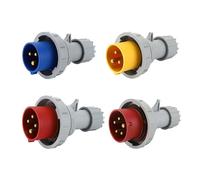 1 prise et fiche industrielles bleues 16A 32A IP67 - Connecteur électrique robuste à trois, quatre ou cinq trous(0232-4-3 core32A)