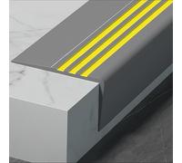 1 protection de bord d'escalier autocollante et antidérapante - Bordure en caoutchouc flexible for plus de sécurité et de traction(Gray A,L 2m)